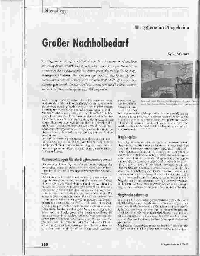 Vorschauseite 1: Hygiene im Pflegeheim: Großer Nachholbedarf