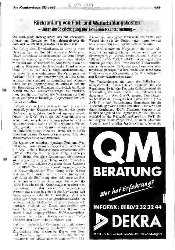 Vorschauseite 1: Rückzahlung von Fortund Weiterbildungskosten Unter Berücksichtigung der aktuellen Rechtsprechnung