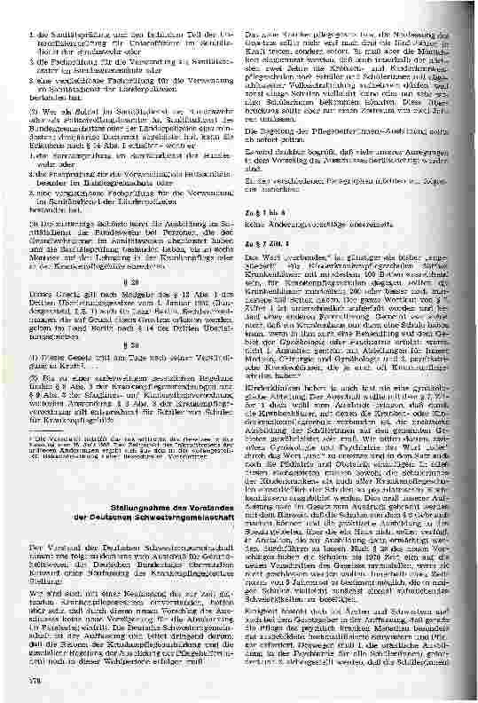 Vorschauseite 4: Novellierung des Krankenpflegegesetzes von 1957? Zusammenstellung des Ergebnisses der 1. Lesung