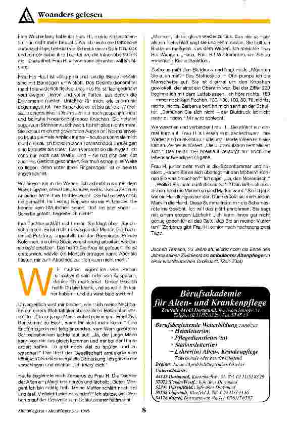 Vorschauseite 4: Das wird schon wieder werden Ich leiste Zivildienst. Meine Patienten sind gelähmt, verkalkt, verkrebst, hirnschwündig, offen und fast tot