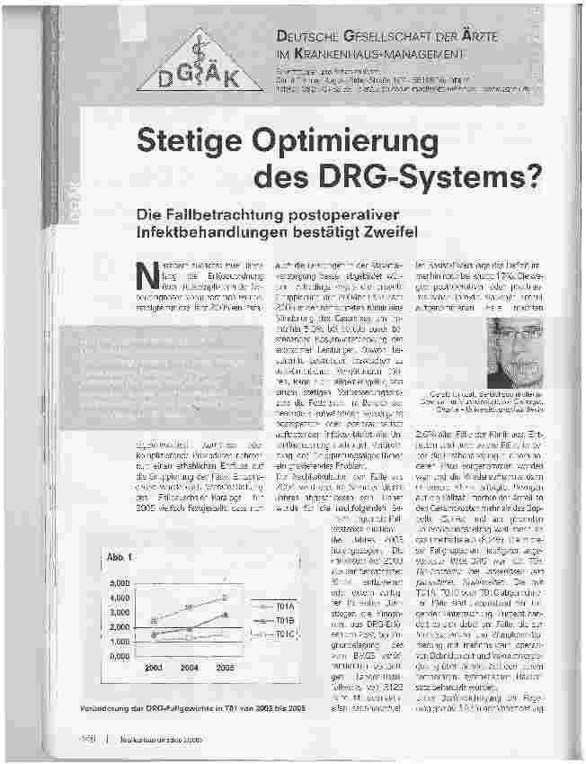 Vorschauseite 1: Stetige Optimierung des DRG-Systems?Die Fallbetrachtung postoperativer Infektbehandlungen bestätigt Zweifel