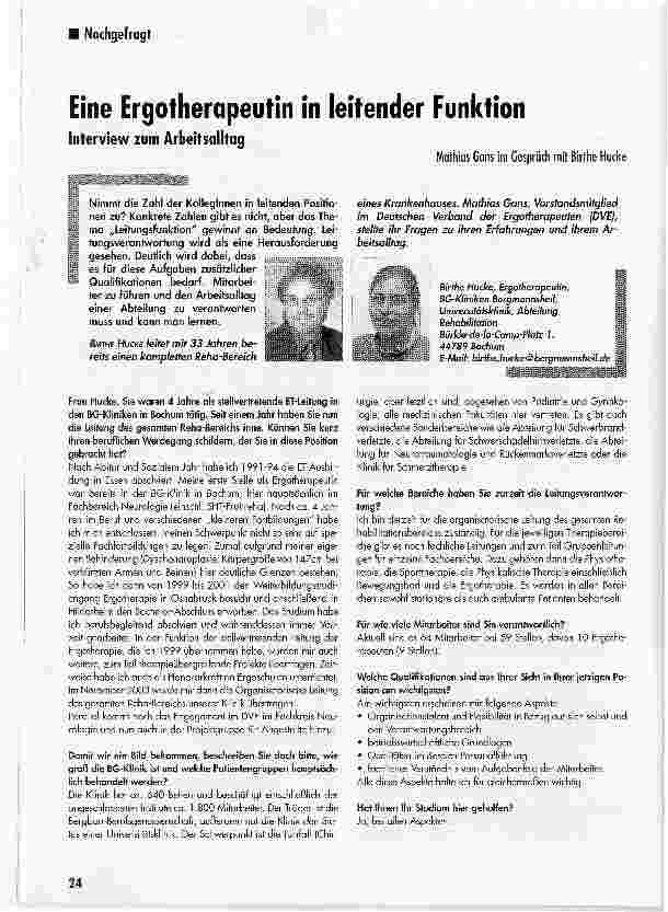 Vorschauseite 1: Eine Ergotherapeutin in leitender Funktion Interview zum Arbeitsalltag