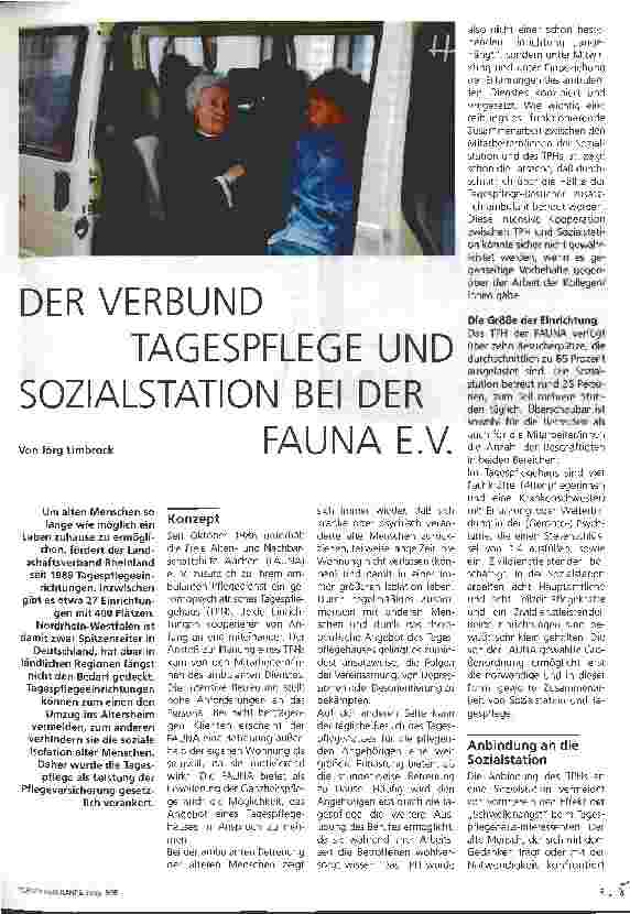 Vorschauseite 1: Der Verbund Tagespflege und Sozialstation bei der Fauna e. V.