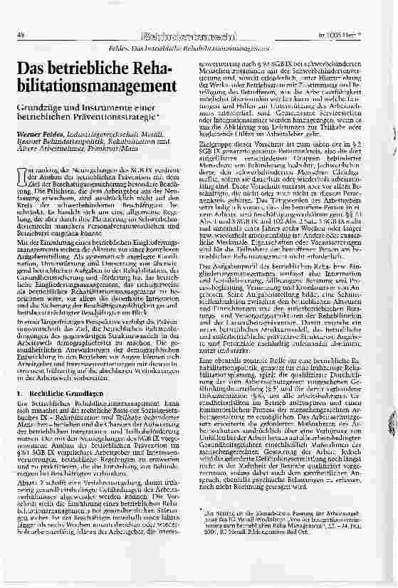 Vorschauseite 1: Das betriebliche Rehabilitationsmanagement
