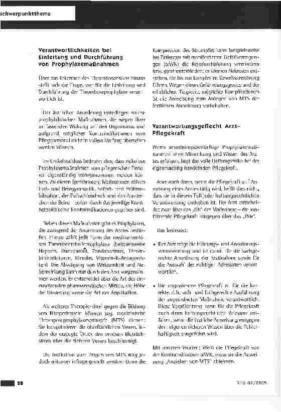 Vorschauseite 3: Verantwortungszuordnung und haftungsrechtliche Aspekte bei der Thromboseprophylaxe