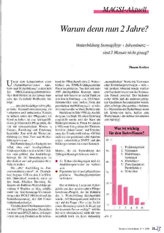 Vorschauseite 1: Warum denn nun zwei Jahre? Weiterbildung Stomapflege + Inkontinenz - sind drei Monate nicht genug?