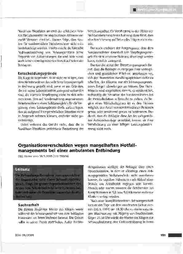 Vorschauseite 2: Rückerstattung von Verpflegungsgeld an sonderernährte Heimbewohner