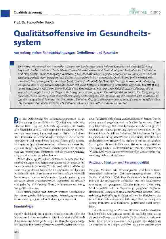 Vorschauseite 1: Qualitätsoffensive im Gesundheits-system