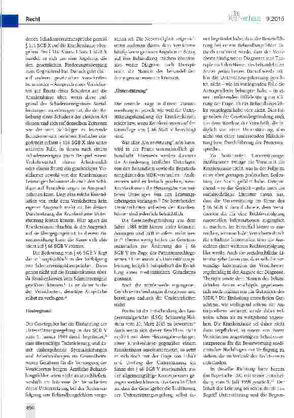 Vorschauseite 2: Unterstützungshandlung gemäß § 66 SGB V
