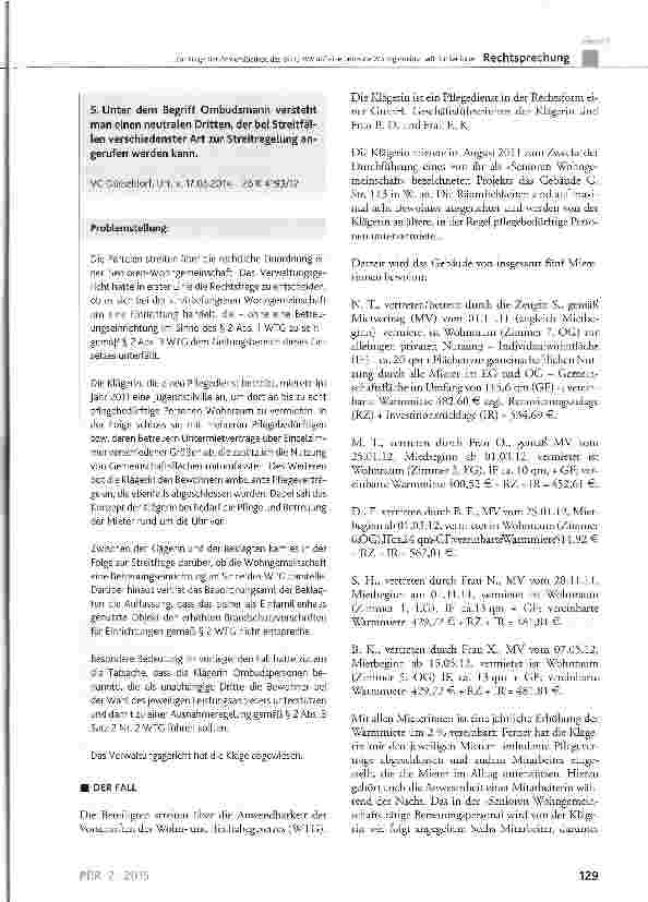Vorschauseite 2: Zur Frage der Anwendbarkeit des WTG NW auf eine betreute Wohngemeinschaft für SeniorenWTG § 2 Abs. 1 und Abs. 3