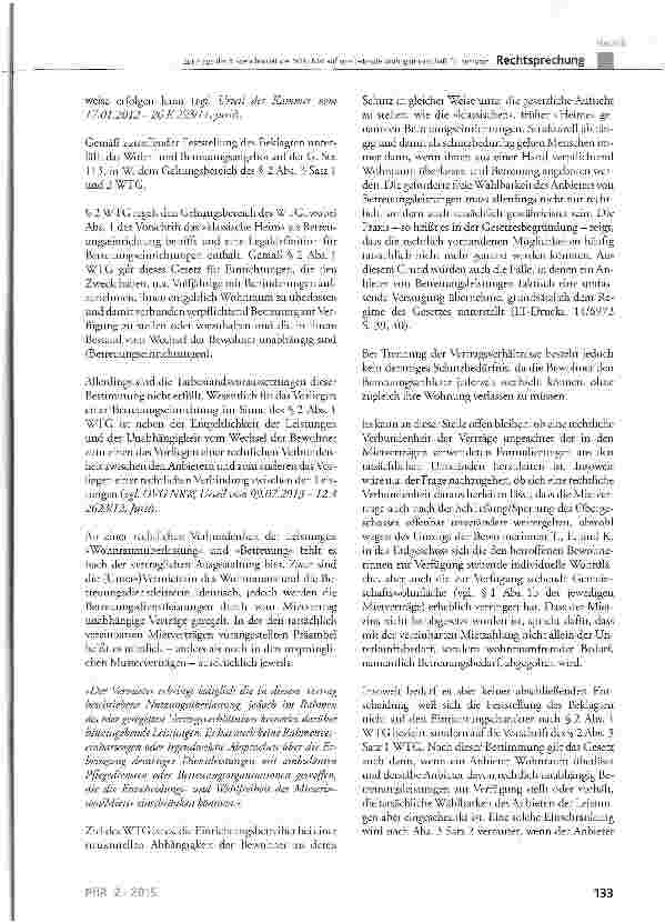 Vorschauseite 6: Zur Frage der Anwendbarkeit des WTG NW auf eine betreute Wohngemeinschaft für SeniorenWTG § 2 Abs. 1 und Abs. 3