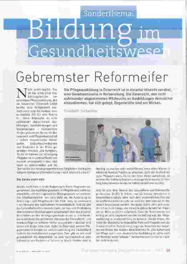 Vorschauseite 1: Gebremster Reformeifer