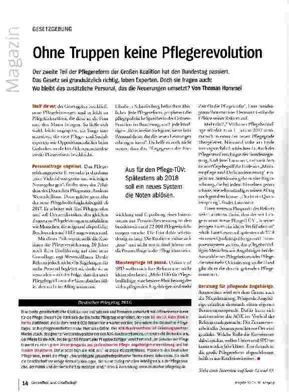 Vorschauseite 1: Ohne Truppen keine Pflegerevolution