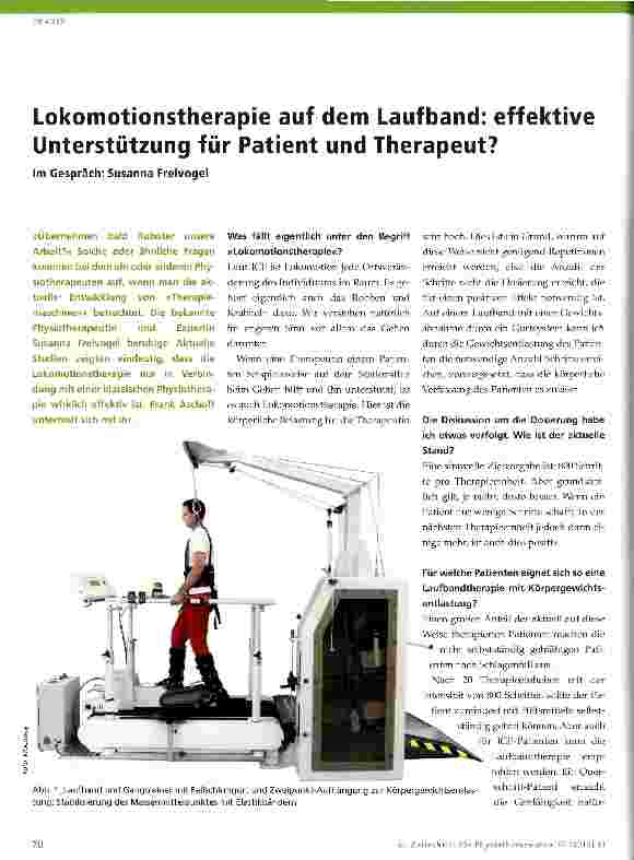 Vorschauseite 1: Lokomotionstherapie auf dem Laufband: effektive Unterstützung für Patient und Therapeut?