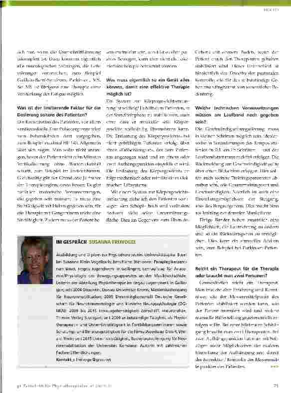 Vorschauseite 2: Lokomotionstherapie auf dem Laufband: effektive Unterstützung für Patient und Therapeut?