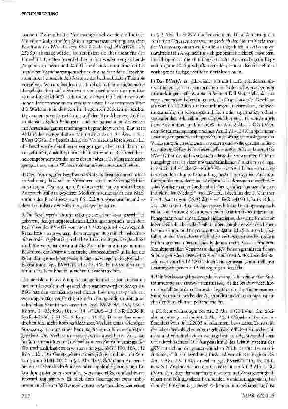 Vorschauseite 3: BVerfG zu Ablehnung der Erstattung für ein Medizinprodukt durch den G-BA