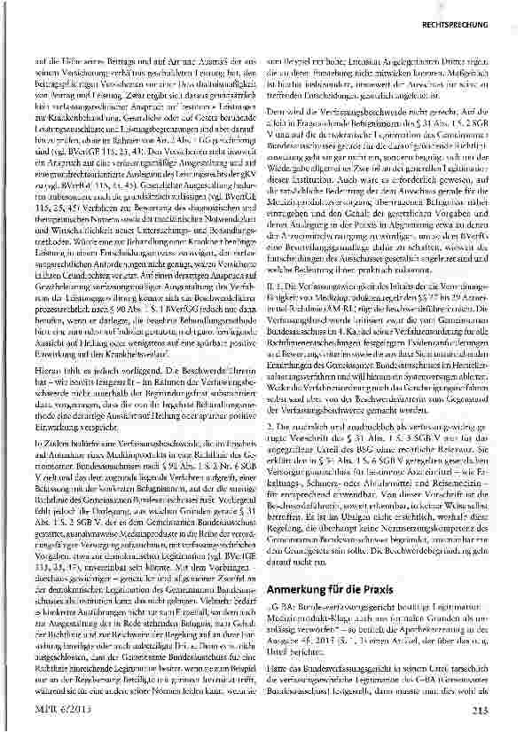 Vorschauseite 4: BVerfG zu Ablehnung der Erstattung für ein Medizinprodukt durch den G-BA