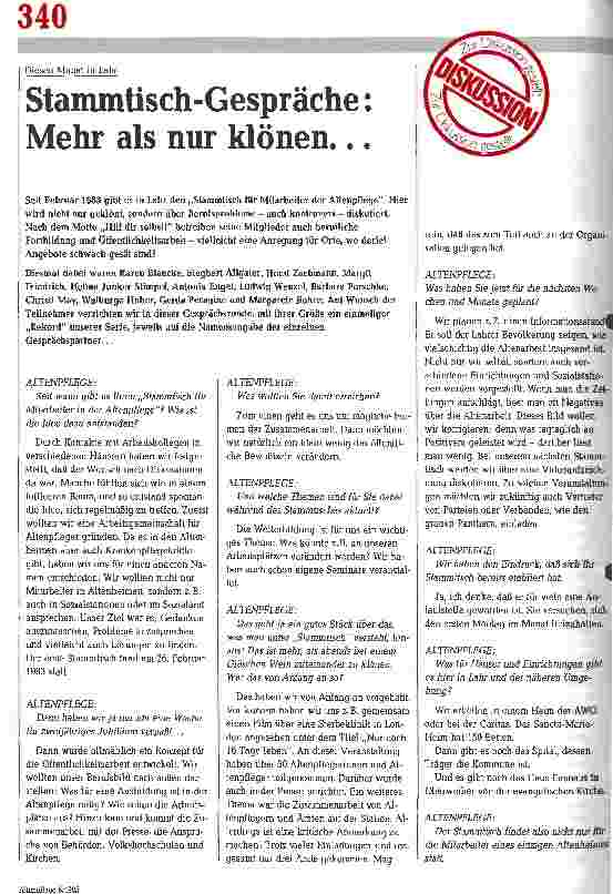 Vorschauseite 1: Stammtisch-Gespräche: Mehr als nur klönen. ..