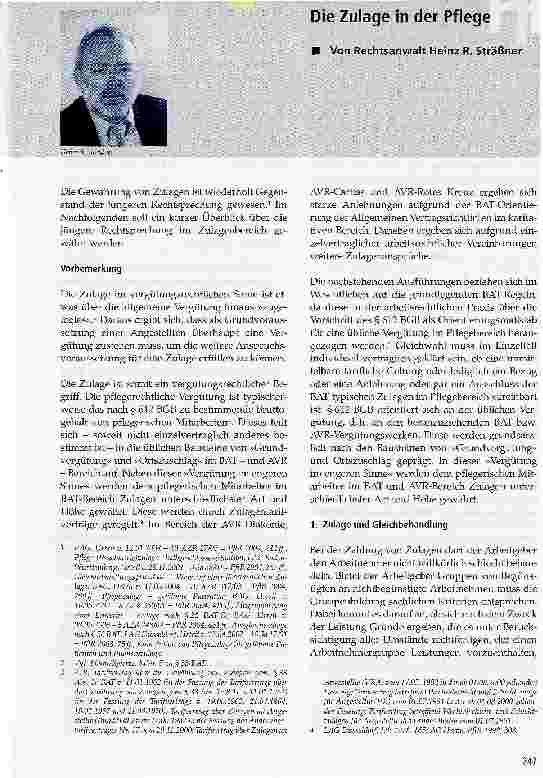 Vorschauseite 1: Die Zulage in der Pflege