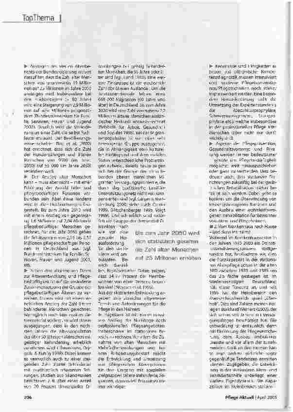 Vorschauseite 2: Die Zukunft von Altenund PflegeheimenErster Teil: Entwicklungen aus pflegewissenschaftlicher und gerontologischer Sicht