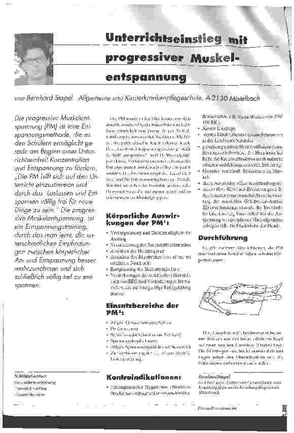 Vorschauseite 1: Unterrichtseinstieg mit progressiver Muskelentspannung.