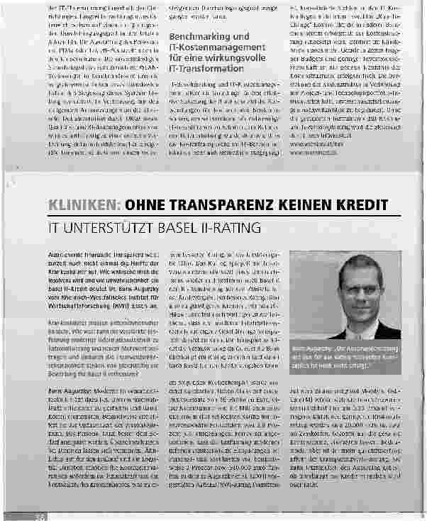 Vorschauseite 3: BENCHMARKING DER IT-BEREICHE IM KLINIKBEREICH