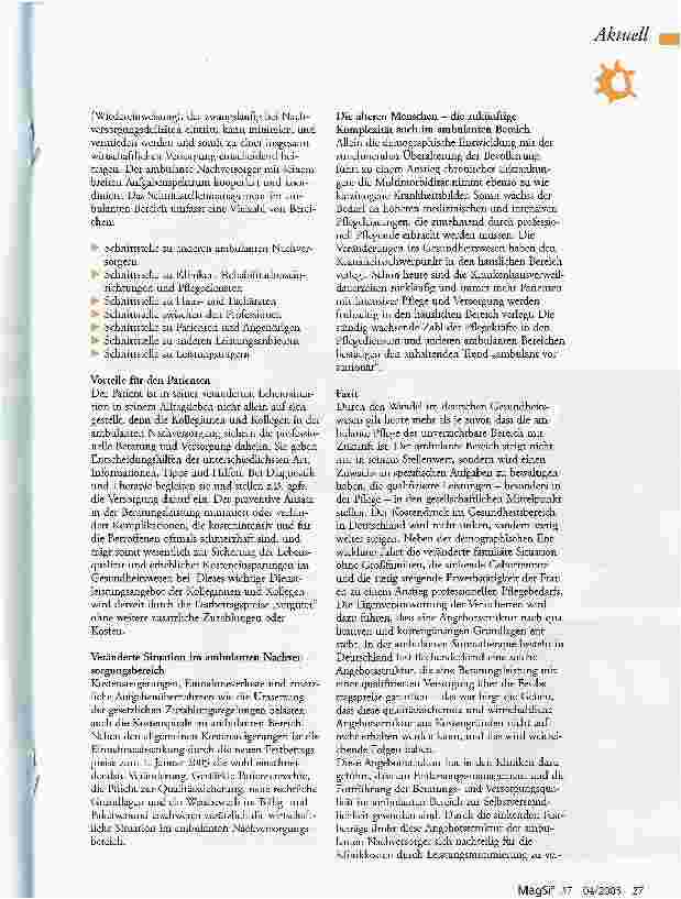 Vorschauseite 2: Beeinflussen die Festbeträge im Hilfsmittelbereichauch die klinische Überleitung in den häuslichen Bereich?