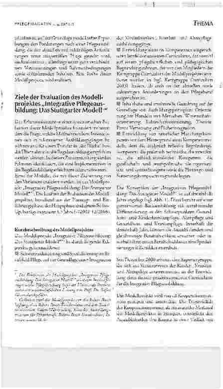 Vorschauseite 2: Relevanz und Nutzen der Evaluation von Modellprojekten in der PflegeausbildungDIE EVALUATION DES MODELLPROJEKTS INTEGRATIVEPFLEGEAUSBILDUNG: DAS STUTTGARTER MODELL® ALS BEITRAG ZU…