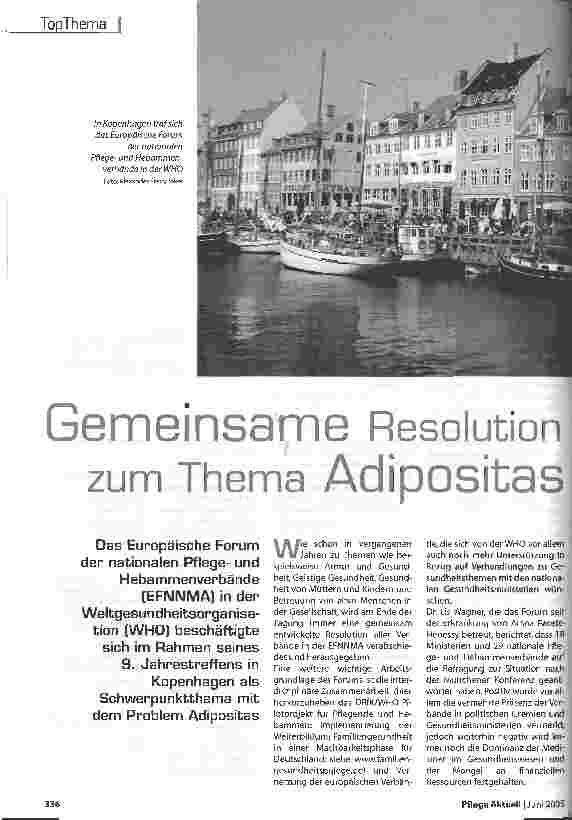 Vorschauseite 1: Gemeinsame Resolution zum Thema Adipositas