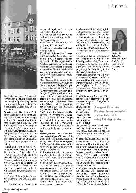 Vorschauseite 2: Gemeinsame Resolution zum Thema Adipositas