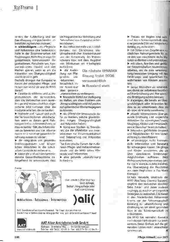 Vorschauseite 3: Gemeinsame Resolution zum Thema Adipositas
