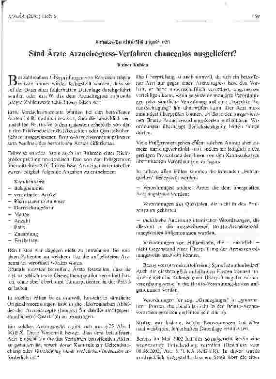Vorschauseite 1: Sind Ärzte Arzneiregress-Verfahren chancenlos ausgeliefert?
