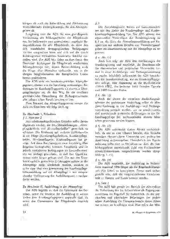 Vorschauseite 2: Stellungnahme der ADS zum Entwurf eines Gesetzes über die Berufe in der Altenpflege (Altenpflegegesetz)