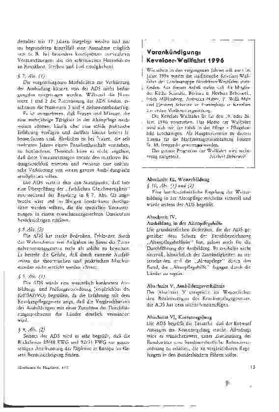 Vorschauseite 3: Stellungnahme der ADS zum Entwurf eines Gesetzes über die Berufe in der Altenpflege (Altenpflegegesetz)