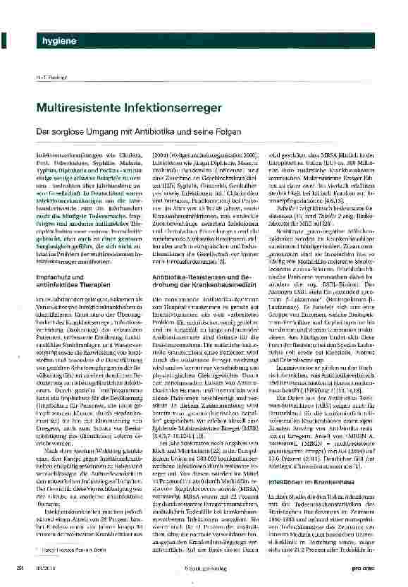 Vorschauseite 1: Multiresistente Infektionserreger