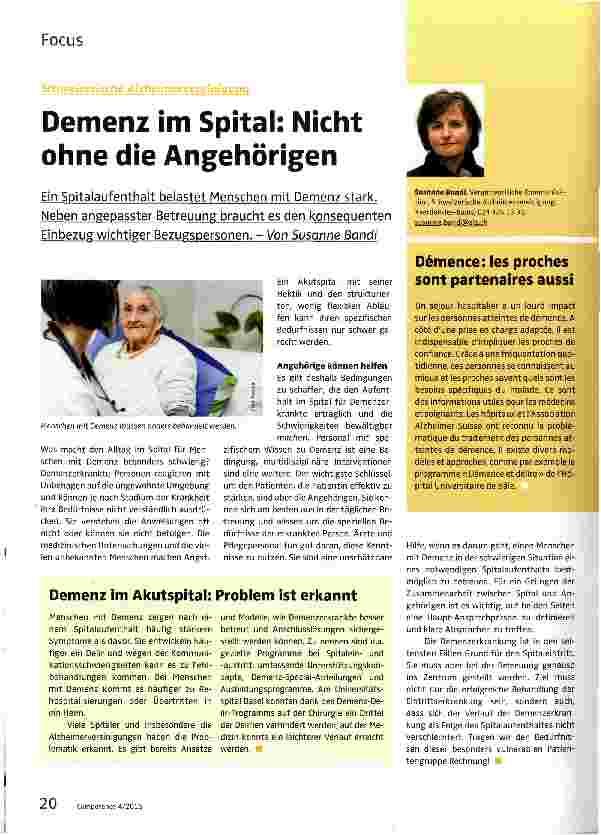 Vorschauseite 1: Demenz im Spital: Nicht ohne die Angehörigen