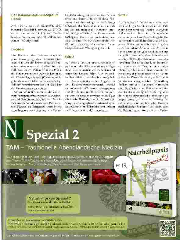 Vorschauseite 2: Dokumentation in der Praxis - Dokumentationsbogen zur Therapie und Homöopathie