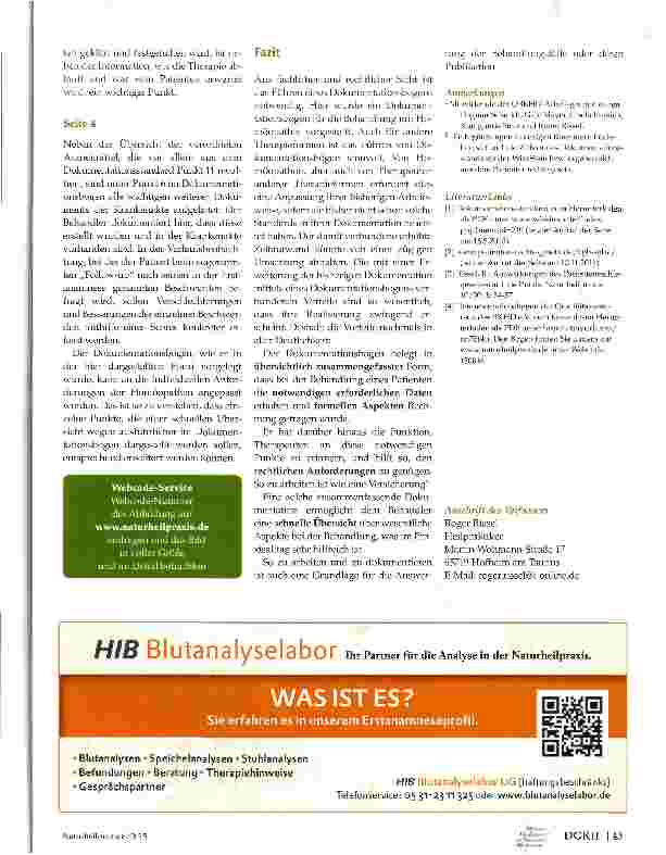 Vorschauseite 4: Dokumentation in der Praxis - Dokumentationsbogen zur Therapie und Homöopathie
