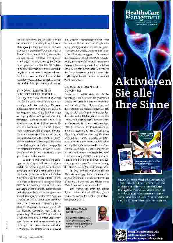 Vorschauseite 2: PATIENT-BLOOD-MANAGEMENT Blut richtig transfundieren