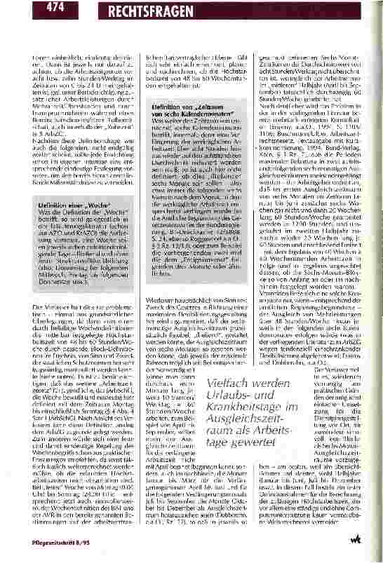 Vorschauseite 3: Wichtige Regelungen für den Krankenhausbereich Arbeitszeitgesetz 1994