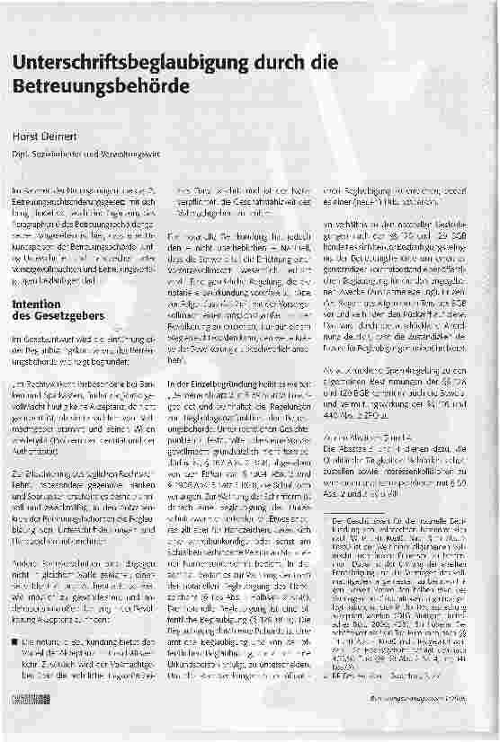 Vorschauseite 1: Unterschriftsbeglaubigung durch die Betreuungsbehörde