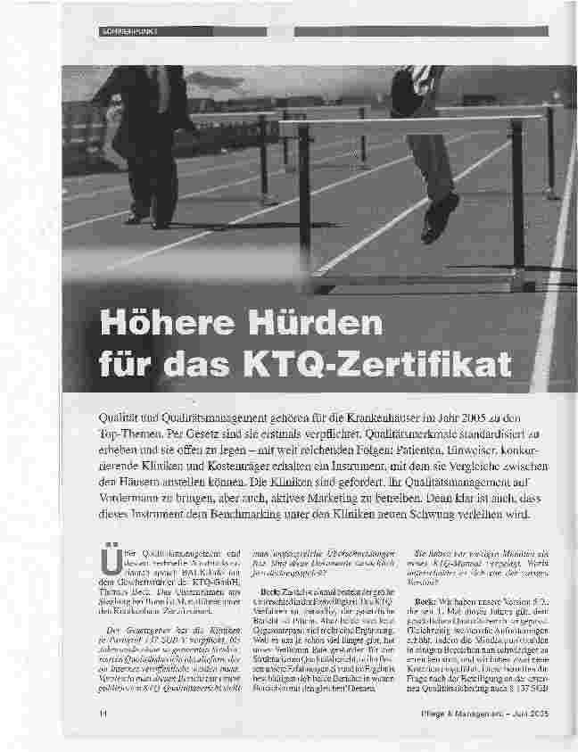 Vorschauseite 1: Höhere Hürden für das KTQ-Zertifikat