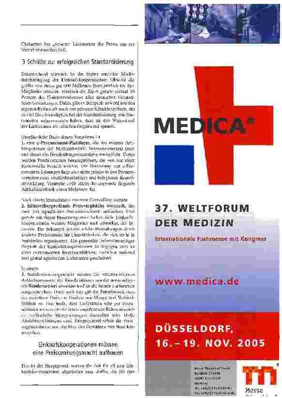 Vorschauseite 2: Einkaufsund Logistik-Kooperationen gehört die ZukunftErst die Integration von Einkauf und Logistik führt zu Modellen, von denen Industrie, Einkäufer und Krankenhäuser profitieren