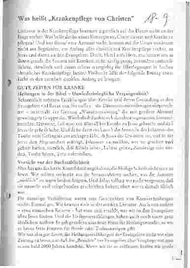 Vorschauseite 1: Was heißt Krankenpflege von Christen