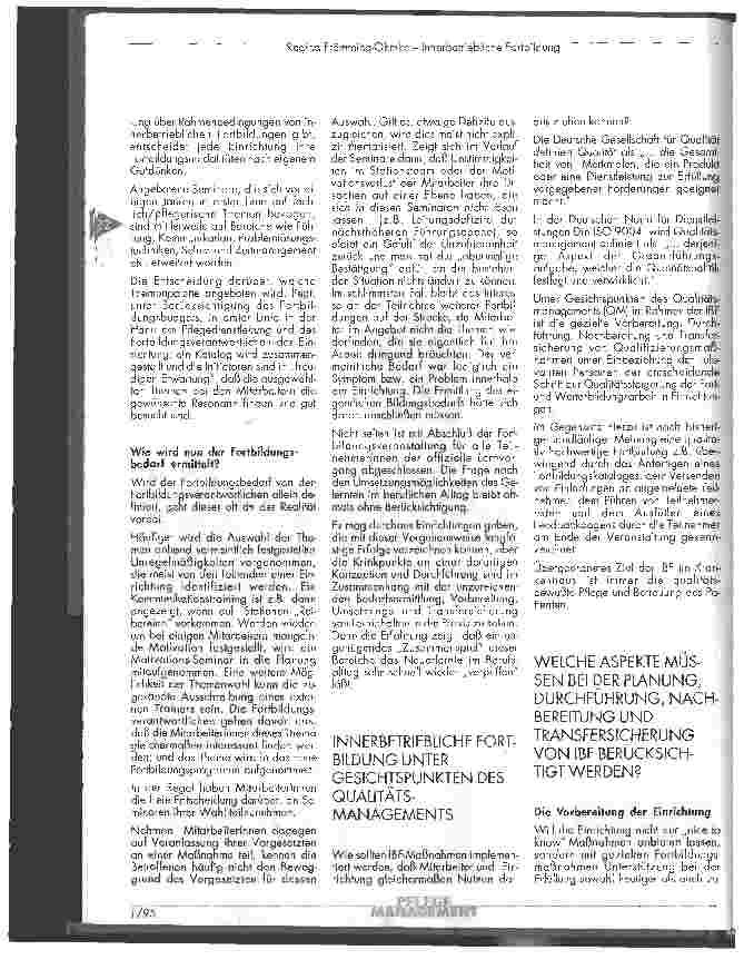 Vorschauseite 2: Innerbetriebliche Fortbildung - ein Aspekt des Qualitätsmanagements.