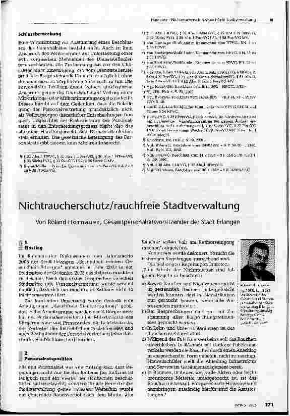 Vorschauseite 1: Nichtraucherschutz/rauchfreie Stadtverwaltung
