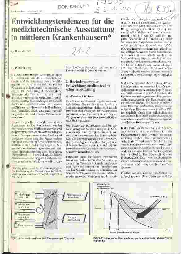 Vorschauseite 1: Entwicklungstendenzen für die medizintechnische Ausstattung in mittleren Krankenhäusern