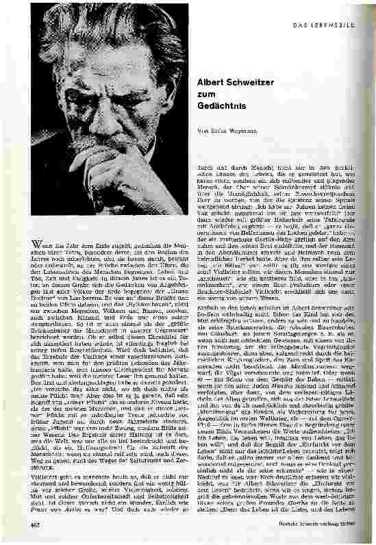 Vorschauseite 1: Albert Schweitzer zum Gedächtnis