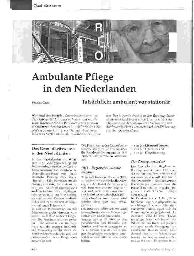 Vorschauseite 1: Ambulante Pflege in den NiederlandenTatsächlich: ambulant vor stationär