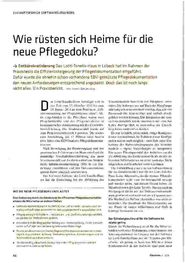Vorschauseite 1: Wie rüsten sich Heime für die neue Pflegedoku?